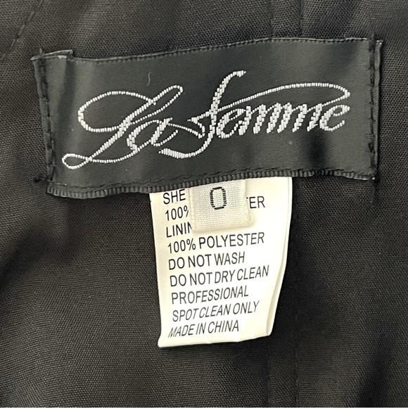 La Femme High Slit Long Satin Dress Sleeveless Full Length Formal Prom size 0 - Picture 11 of 12